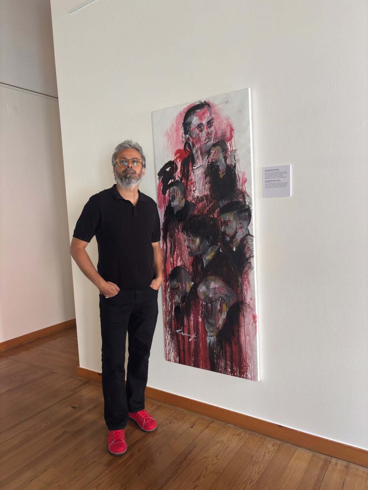 Rahul Onkon beside Looking Beyond the Fracture at Flesh of Memory