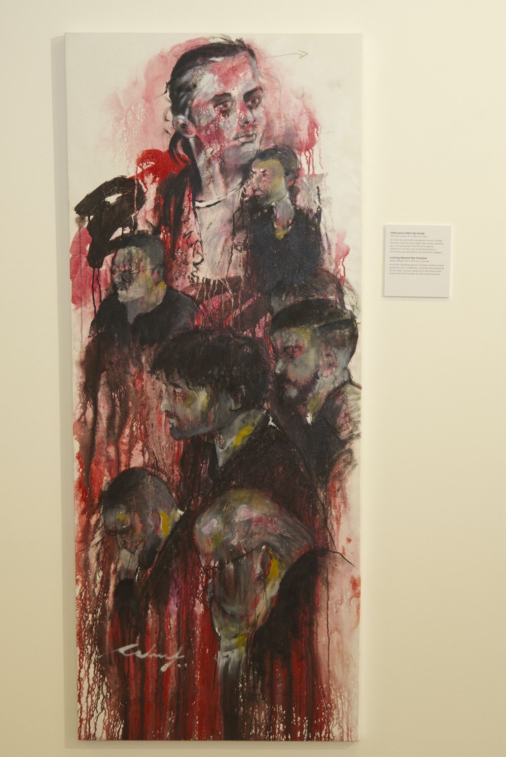 Expressive red and black multi-figure artwork by Rahul Onkon